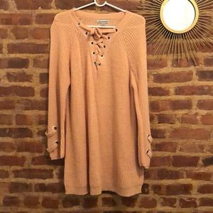 Oversized tie up sweater